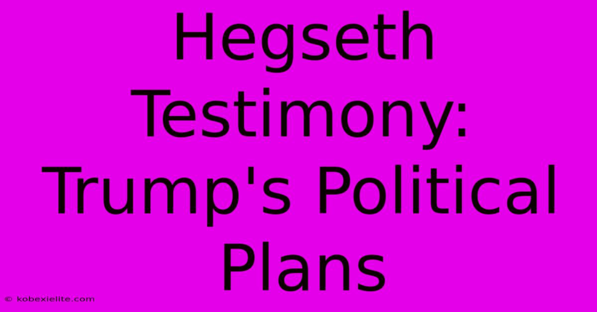 Hegseth Testimony: Trump's Political Plans