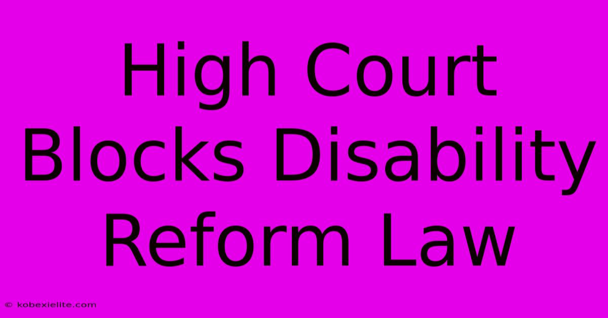 High Court Blocks Disability Reform Law