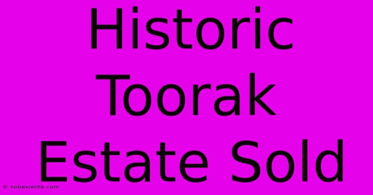 Historic Toorak Estate Sold