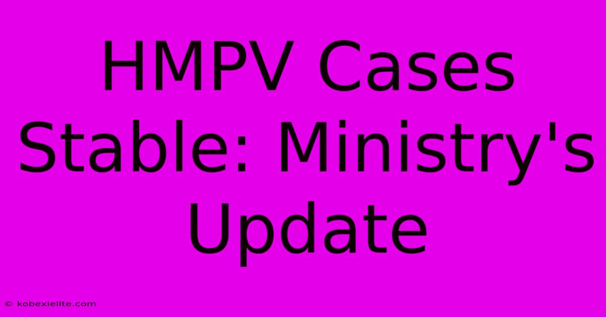 HMPV Cases Stable: Ministry's Update