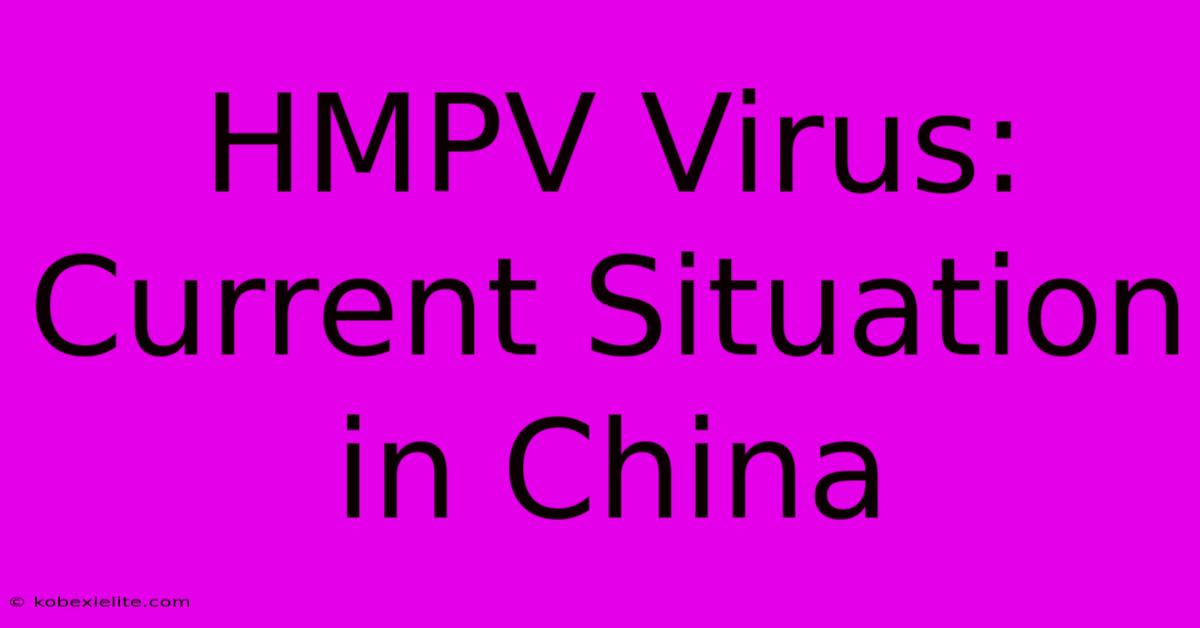 HMPV Virus: Current Situation In China