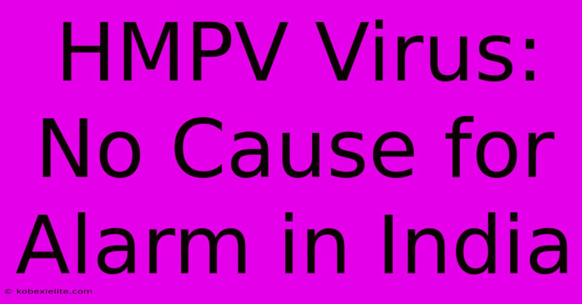 HMPV Virus: No Cause For Alarm In India