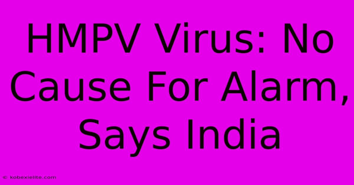 HMPV Virus: No Cause For Alarm, Says India