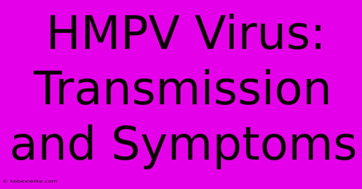 HMPV Virus: Transmission And Symptoms