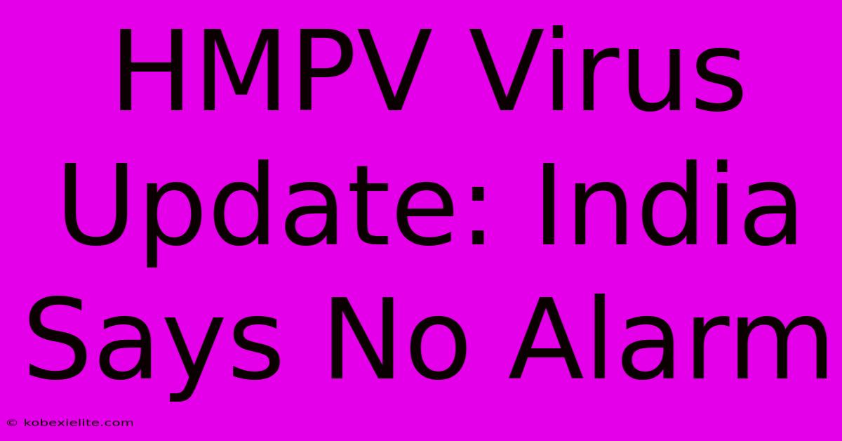 HMPV Virus Update: India Says No Alarm