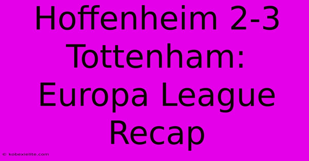 Hoffenheim 2-3 Tottenham: Europa League Recap