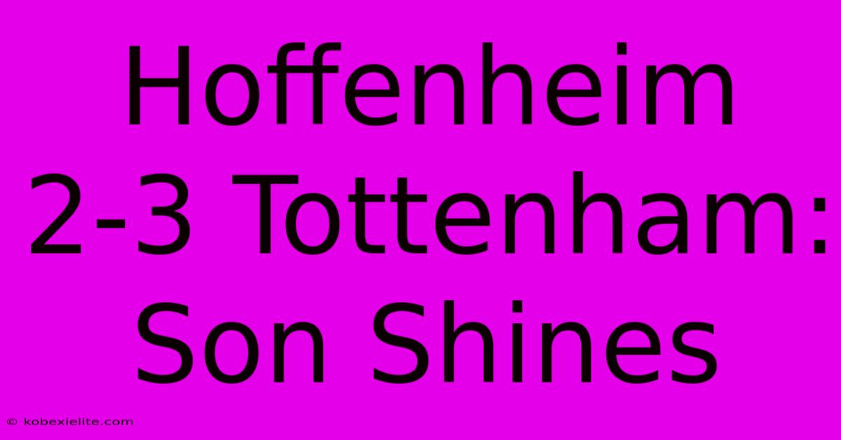 Hoffenheim 2-3 Tottenham: Son Shines