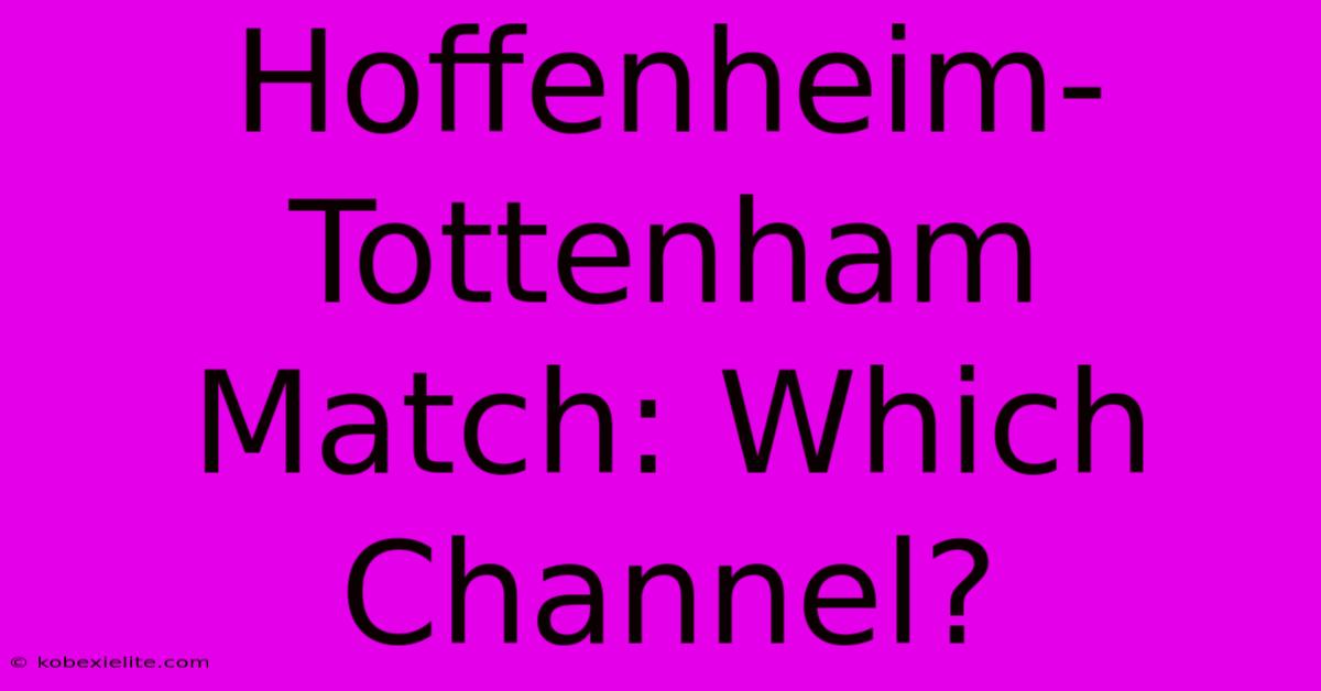 Hoffenheim-Tottenham Match: Which Channel?