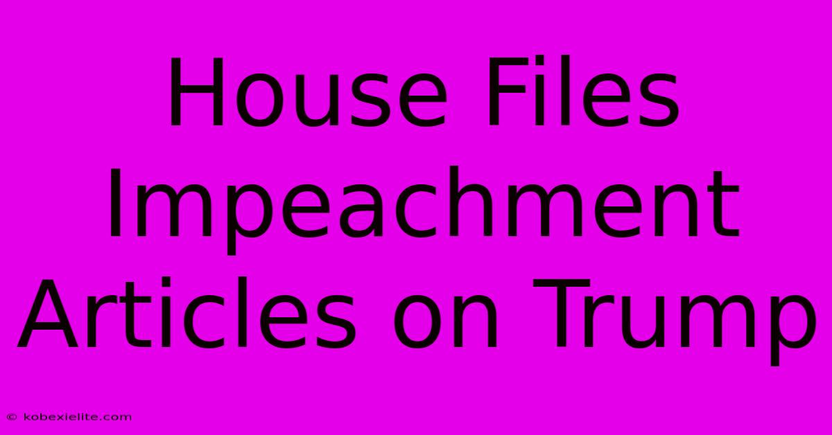 House Files Impeachment Articles On Trump