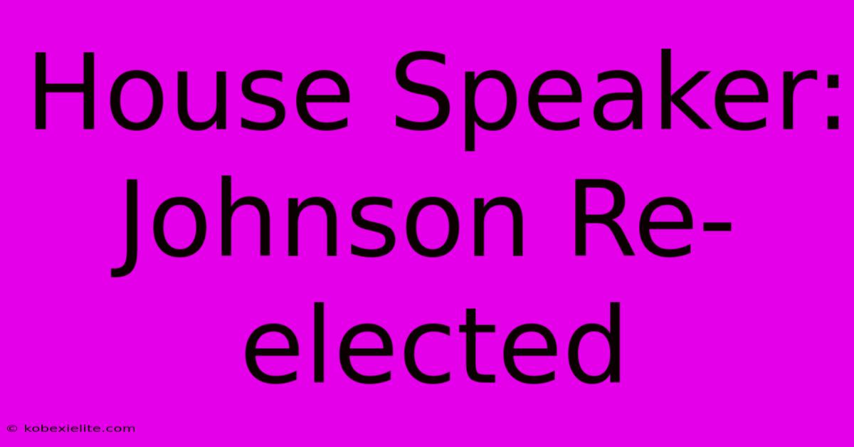 House Speaker: Johnson Re-elected