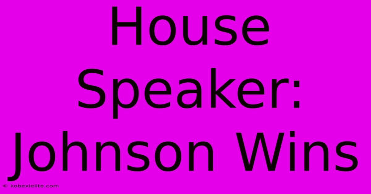 House Speaker: Johnson Wins