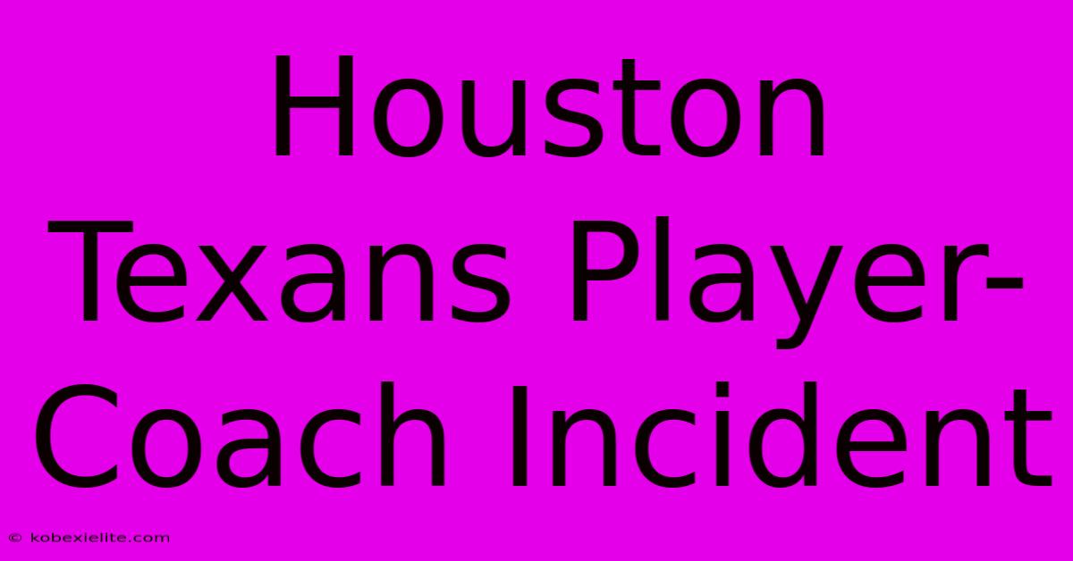 Houston Texans Player-Coach Incident