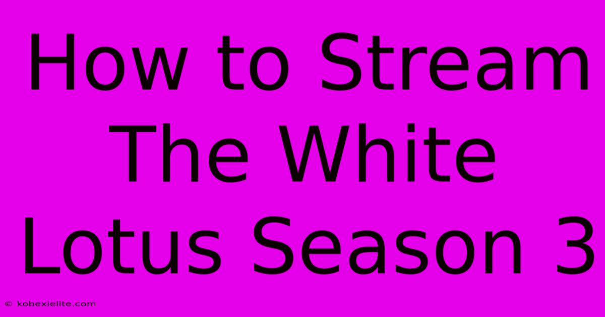 How To Stream The White Lotus Season 3