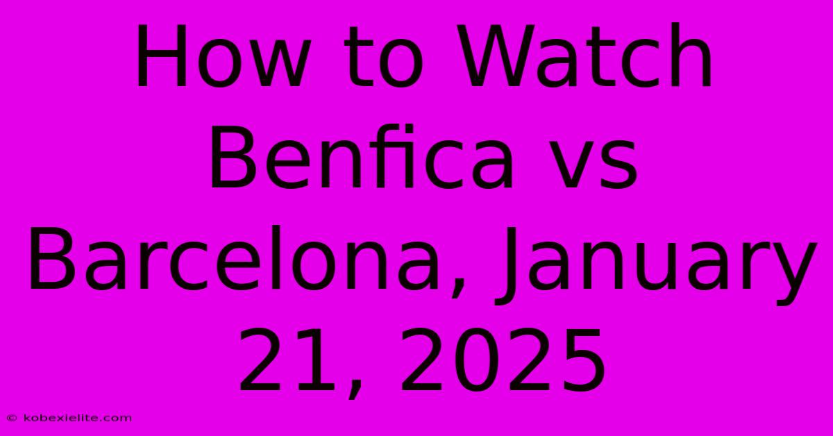 How To Watch Benfica Vs Barcelona, January 21, 2025