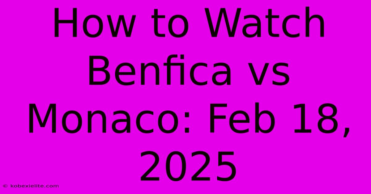 How To Watch Benfica Vs Monaco: Feb 18, 2025