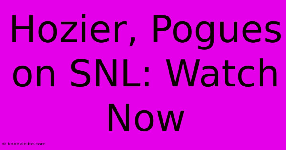 Hozier, Pogues On SNL: Watch Now