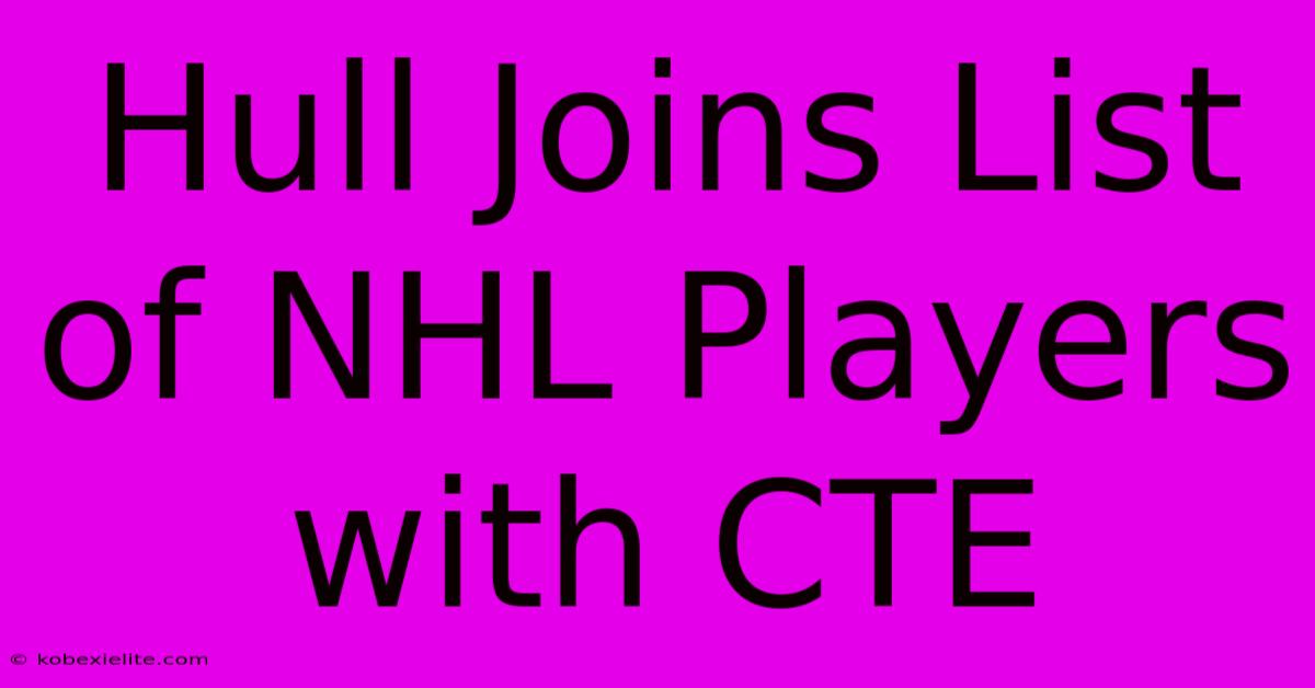 Hull Joins List Of NHL Players With CTE