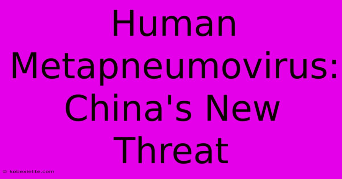 Human Metapneumovirus: China's New Threat