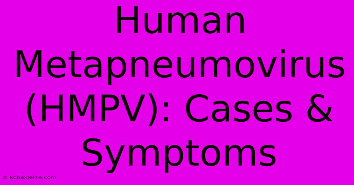 Human Metapneumovirus (HMPV): Cases & Symptoms