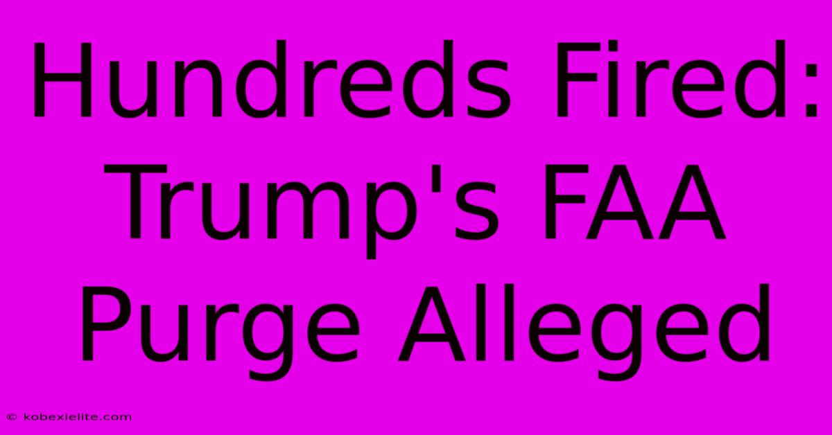 Hundreds Fired: Trump's FAA Purge Alleged