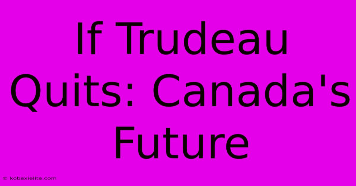 If Trudeau Quits: Canada's Future