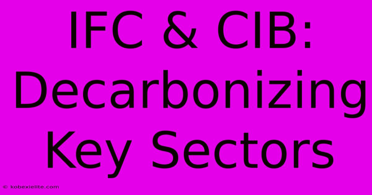 IFC & CIB: Decarbonizing Key Sectors