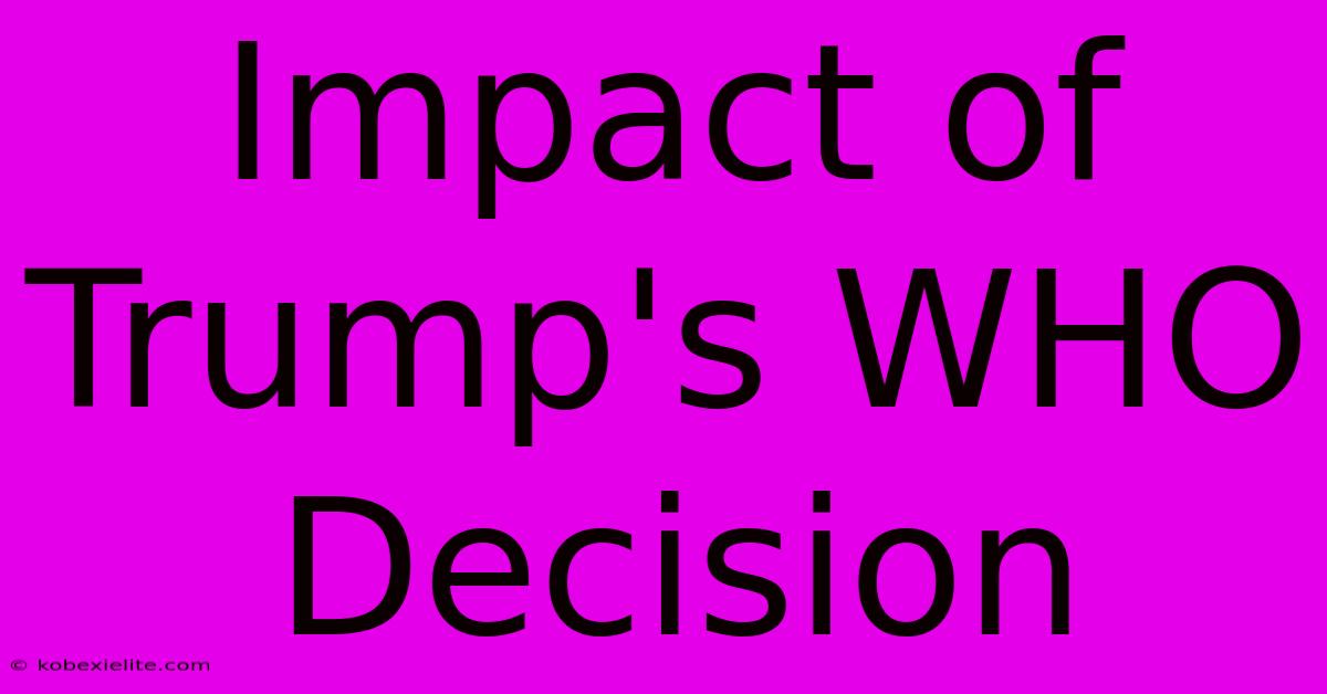 Impact Of Trump's WHO Decision