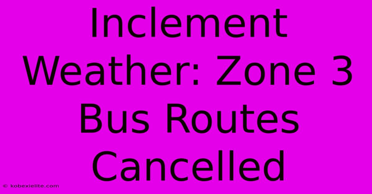 Inclement Weather: Zone 3 Bus Routes Cancelled