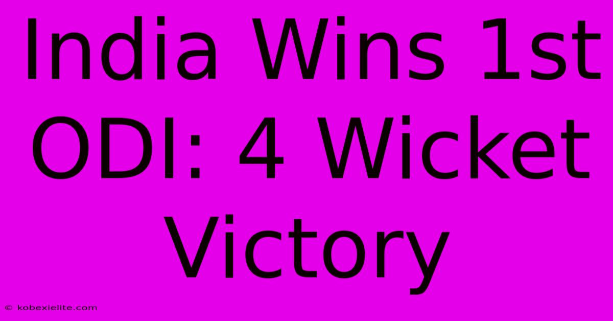 India Wins 1st ODI: 4 Wicket Victory