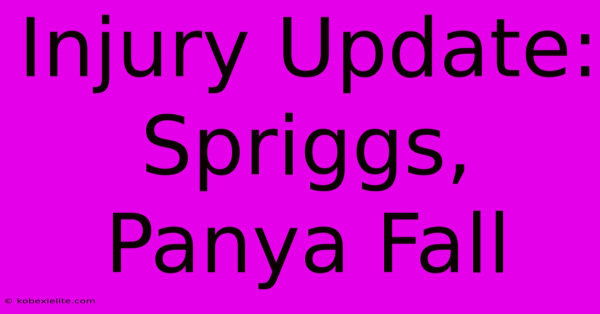 Injury Update: Spriggs, Panya Fall