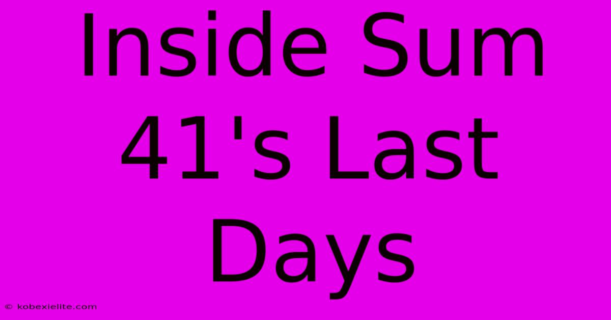 Inside Sum 41's Last Days