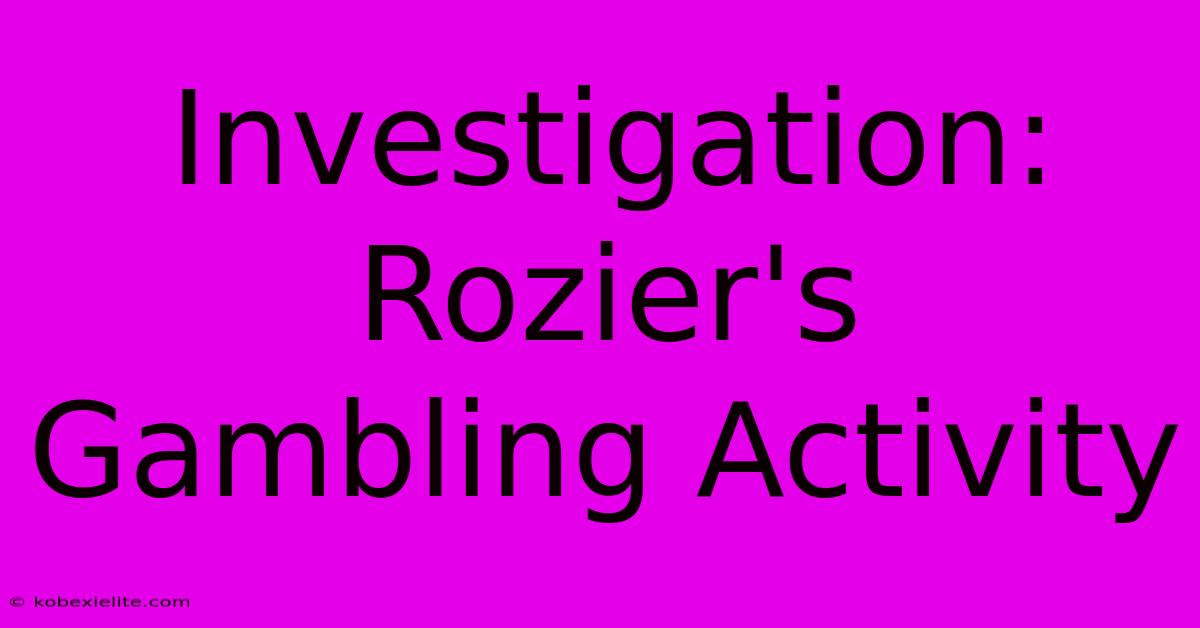 Investigation: Rozier's Gambling Activity