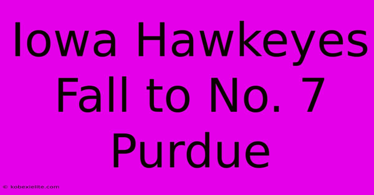 Iowa Hawkeyes Fall To No. 7 Purdue