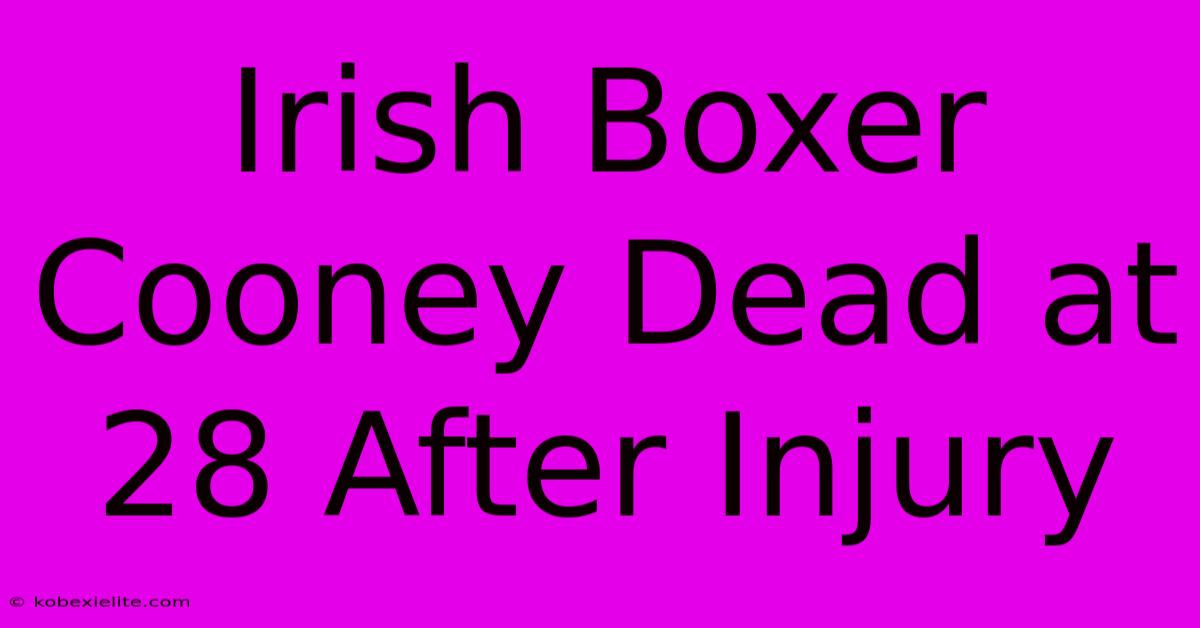 Irish Boxer Cooney Dead At 28 After Injury