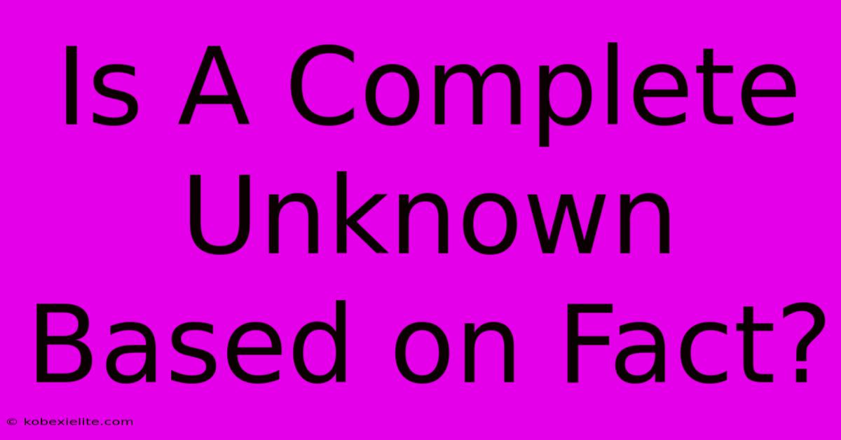 Is A Complete Unknown Based On Fact?