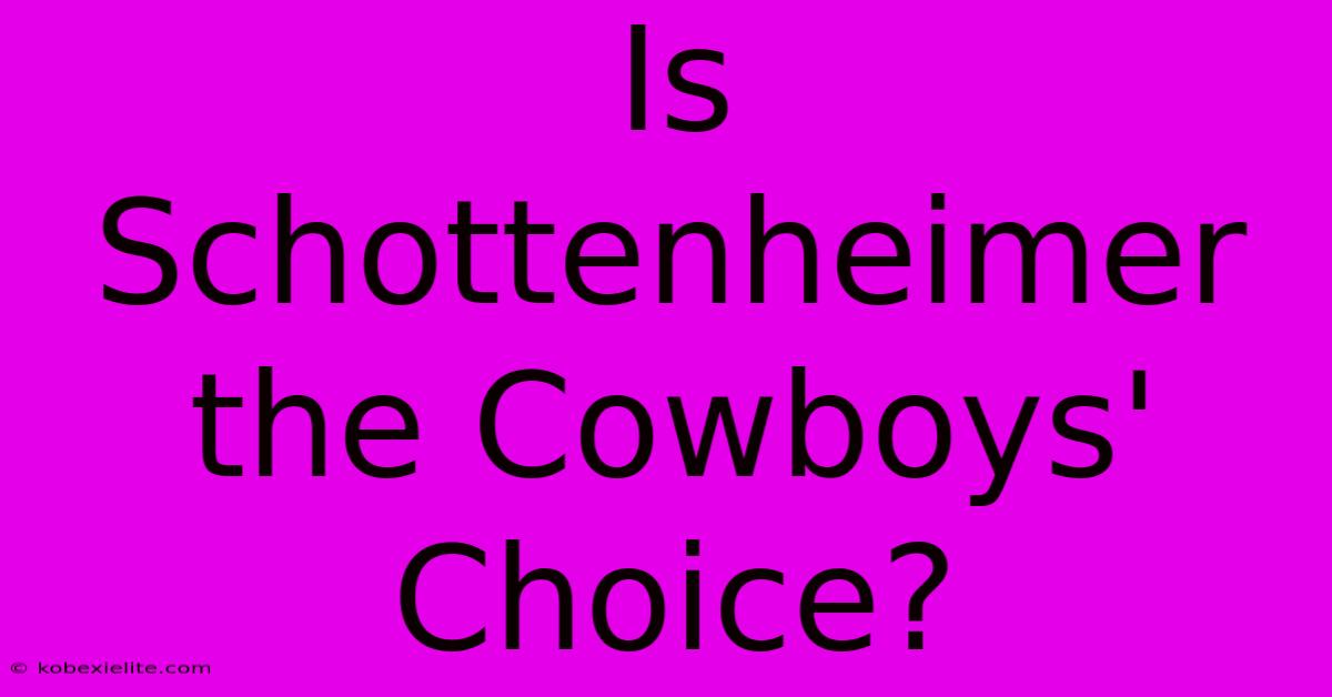 Is Schottenheimer The Cowboys' Choice?