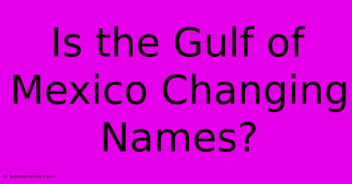 Is The Gulf Of Mexico Changing Names?