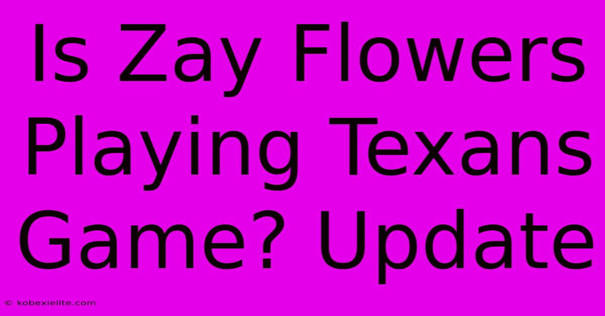 Is Zay Flowers Playing Texans Game? Update