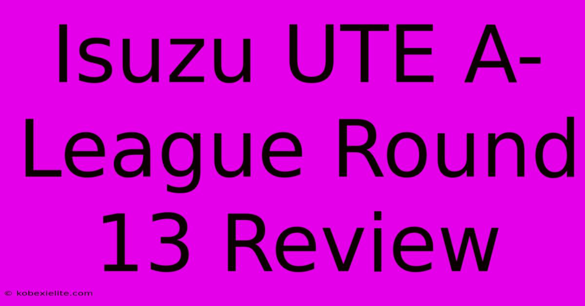 Isuzu UTE A-League Round 13 Review