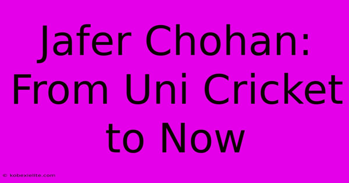 Jafer Chohan: From Uni Cricket To Now