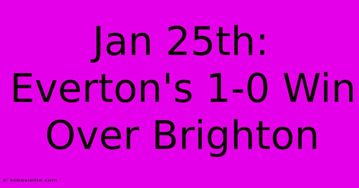 Jan 25th: Everton's 1-0 Win Over Brighton