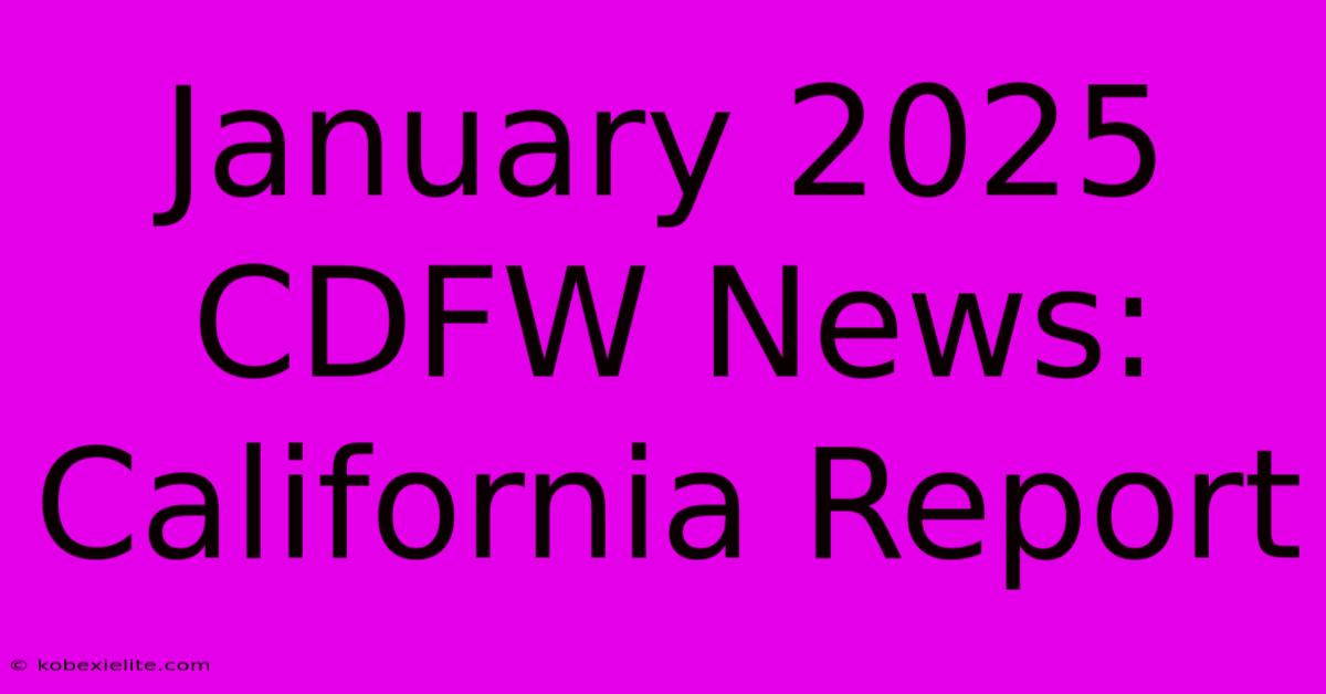 January 2025 CDFW News: California Report