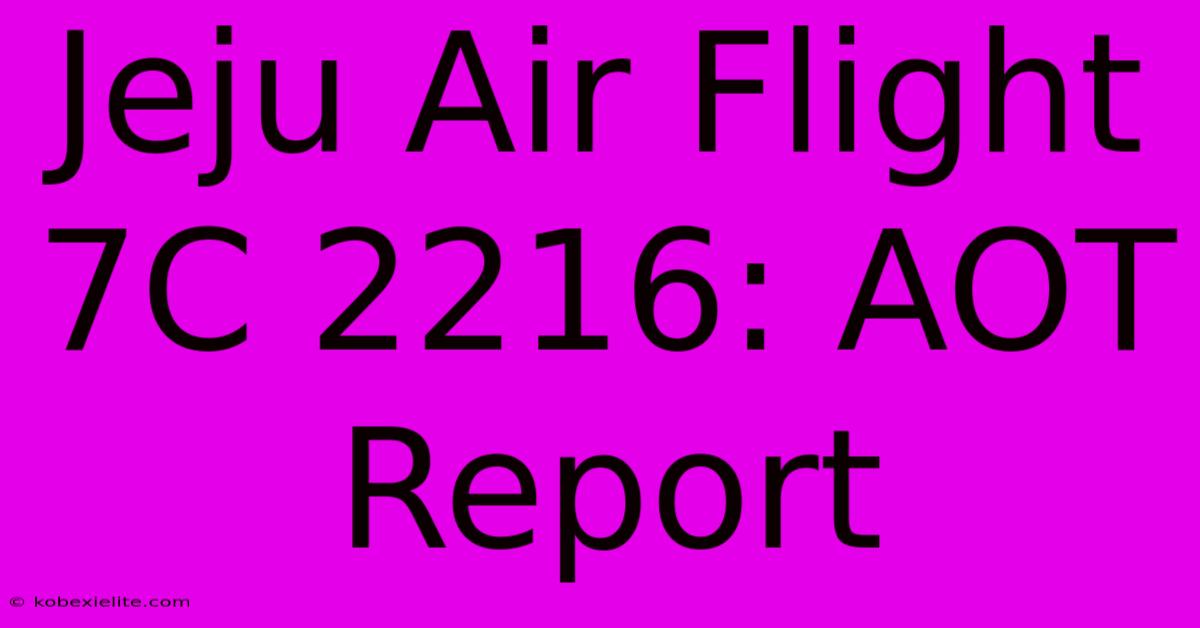 Jeju Air Flight 7C 2216: AOT Report