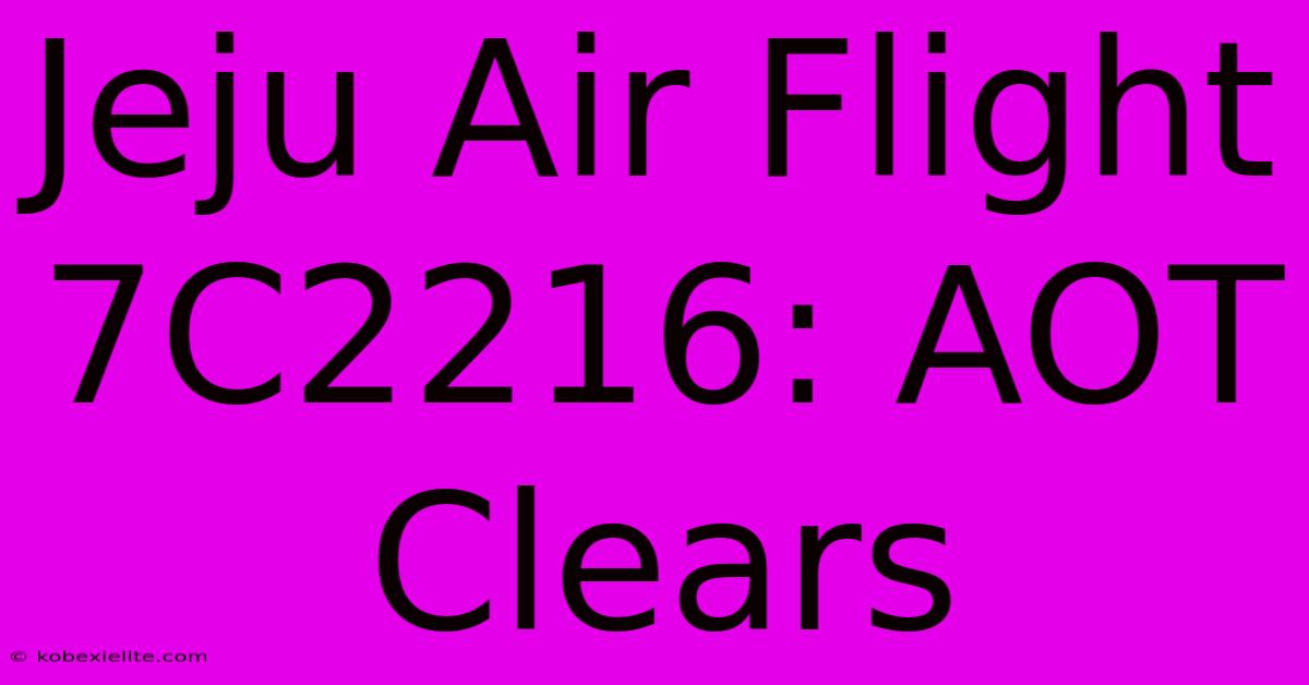 Jeju Air Flight 7C2216: AOT Clears 