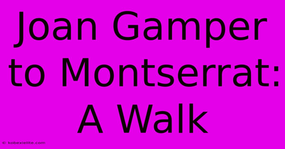 Joan Gamper To Montserrat: A Walk