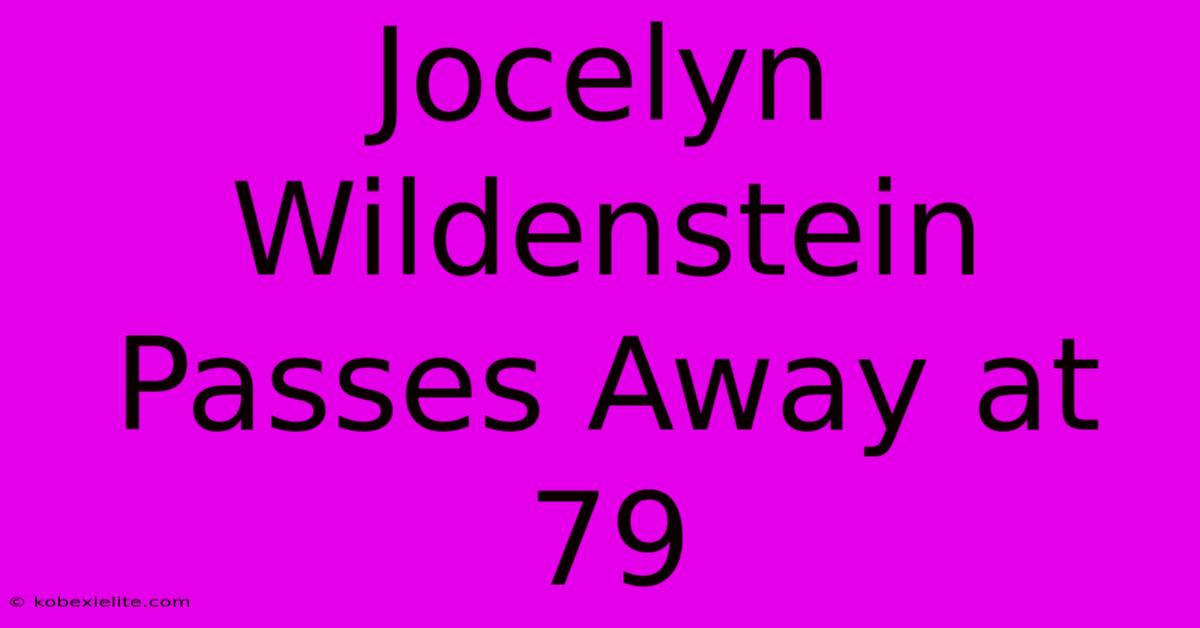 Jocelyn Wildenstein Passes Away At 79