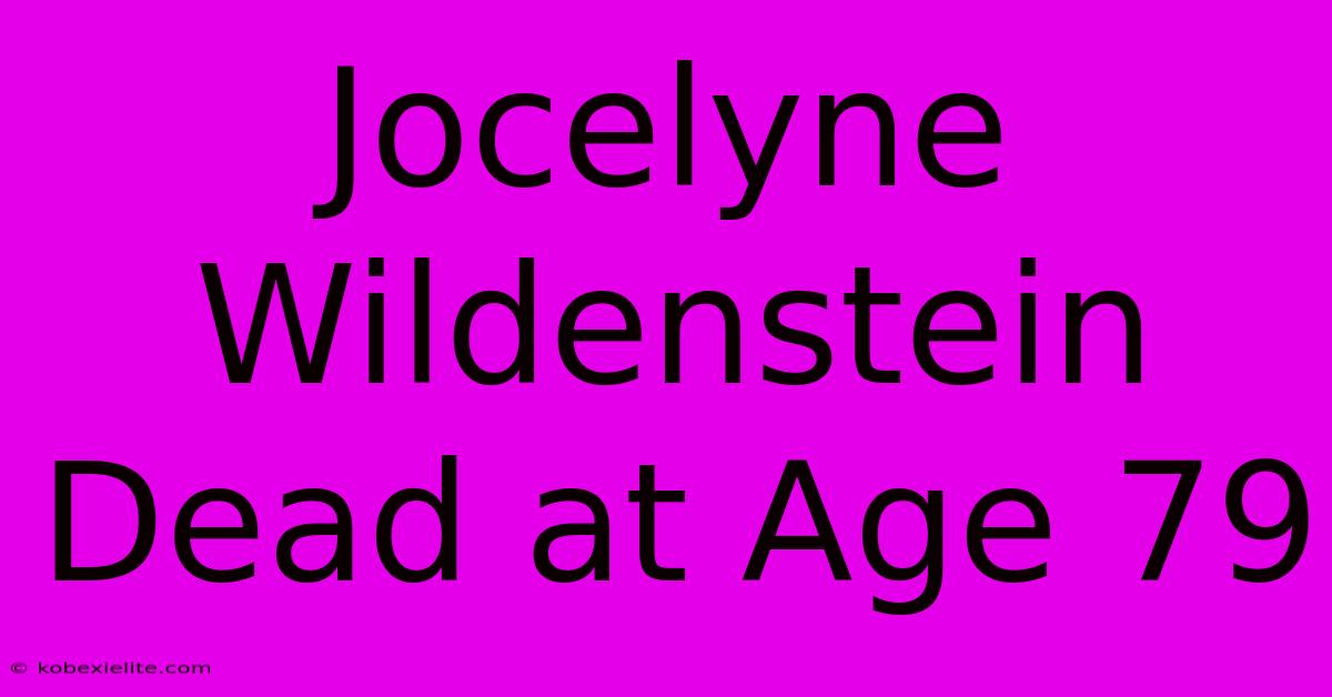 Jocelyne Wildenstein Dead At Age 79