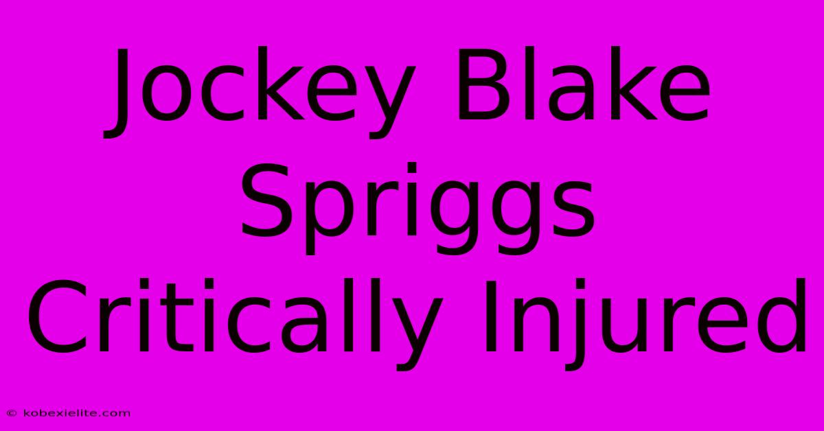 Jockey Blake Spriggs Critically Injured