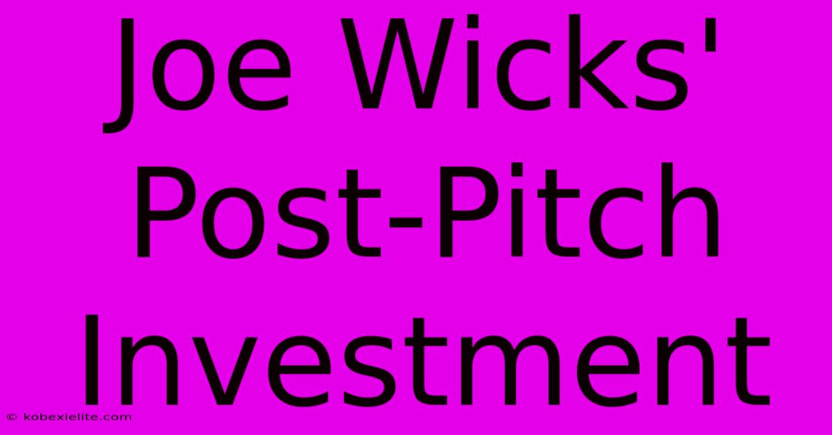 Joe Wicks' Post-Pitch Investment