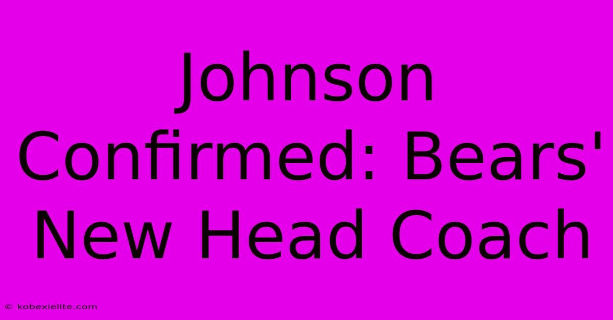 Johnson Confirmed: Bears' New Head Coach